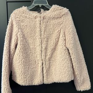 H&M pink faux fur light jacket